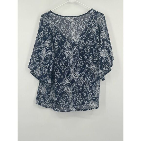 Knox Rose blue and white sheer short sleeve blouse size XS - Picture 6 of 8